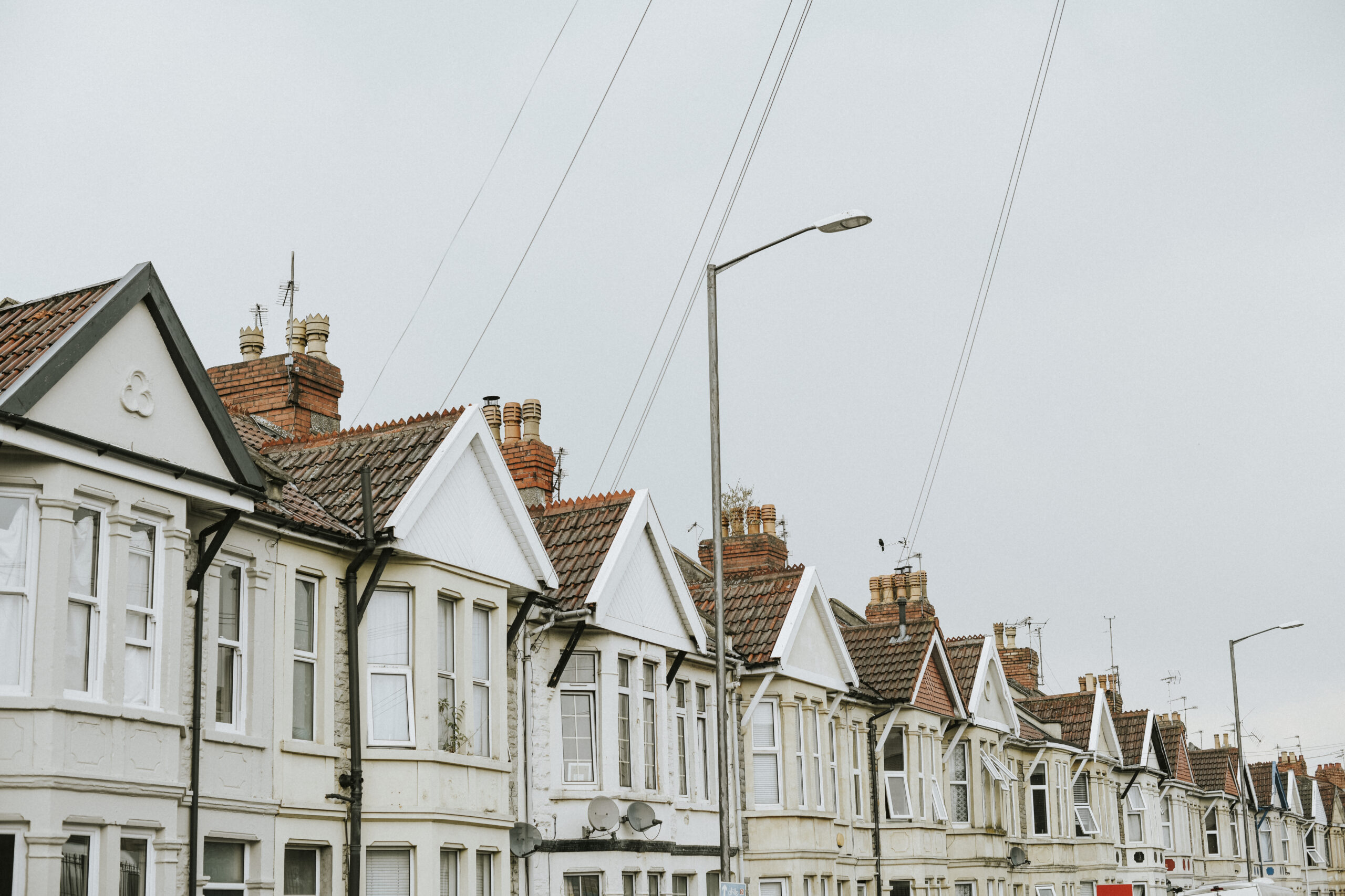 Row of houses in a suburban area